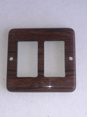 Panel, teak square, for 2 switches
