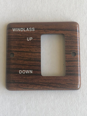 Panel, teak square, for windlass switch